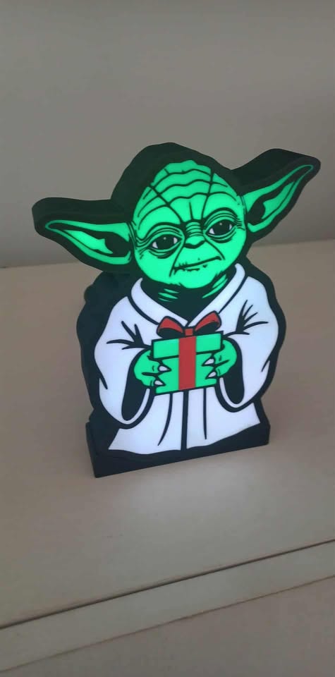 Yoda With Gift LED light box – custom 3D printed – Lit Layer Creations